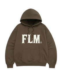 FLM スティッチロゴフードパーカー - ブラウン