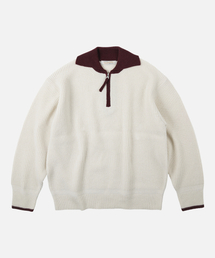 FRIZMWORKS（フリズムワークス）の「CONTRAST COLLAR HALF ZIP KNIT _ CREAM（ニット/セーター）」