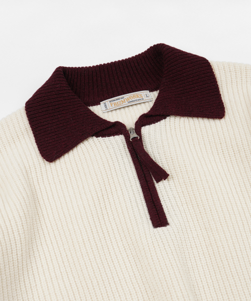 FRIZMWORKS(フリズムワークス)の「CONTRAST COLLAR HALF ZIP KNIT _ CREAM(ニット/セーター・メンズ・その他・MEDIUM/LARGE/SMALL/X-LARGE)」の3枚目の写真