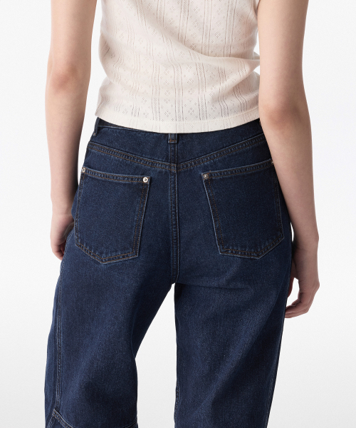MUSINSA STANDARD WOMAN（ムシンサスタンダードウーマン）の「ウィメンズディバイディッドレギュラーフィットデニムパンツ[ダークブルー]（デニムパンツ・レディース・その他・29/32/30/24/25/26/27/28）」の5枚目の写真