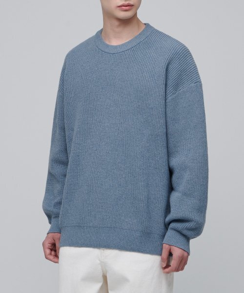 MUSINSA STANDARD（ムシンサスタンダード）の「オーバーサイズリブクルーネックニット[ヘッダースカイ]（ニット/セーター・メンズ・その他・SMALL/MEDIUM/LARGE/X-LARGE/XX-LARGE）」の2枚目の写真