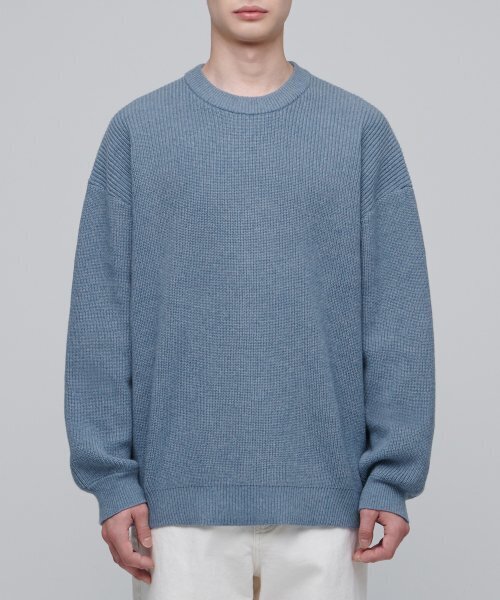 MUSINSA STANDARD（ムシンサスタンダード）の「オーバーサイズリブクルーネックニット[ヘッダースカイ]（ニット/セーター・メンズ・その他・SMALL/MEDIUM/LARGE/X-LARGE/XX-LARGE）」の3枚目の写真
