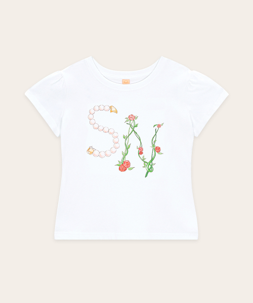 SINOON（シヌーン）の「SN Flower Puff T-Shirt (White)（Tシャツ/カットソー・レディース・ホワイト・SMALL/MEDIUM）」の4枚目の写真