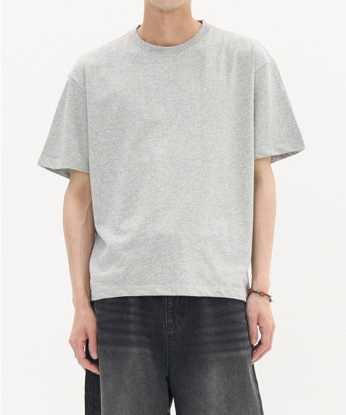 TOFFEE(トフィー)の「ベーシックハーフクロップTシャツ(メランジェグレー)(Tシャツ/カットソー・メンズ・その他・SMALL/MEDIUM/LARGE/X-LARGE)」の1枚目の写真