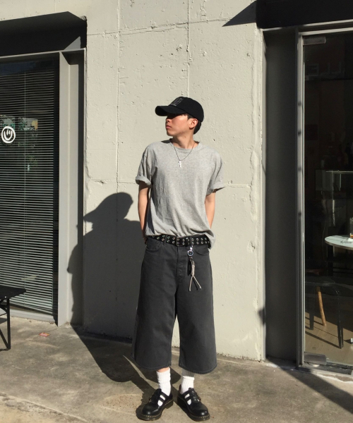 TOFFEE(トフィー)の「ベーシックハーフクロップTシャツ(メランジェグレー)(Tシャツ/カットソー・メンズ・その他・SMALL/MEDIUM/LARGE/X-LARGE)」の7枚目の写真