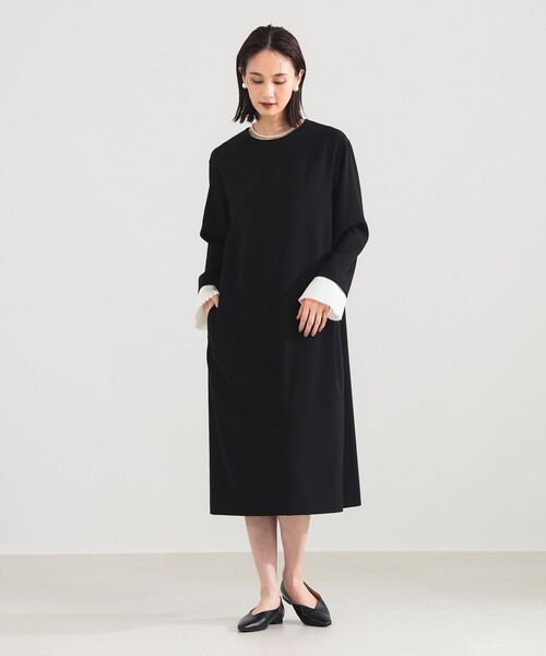 Demi-Luxe BEAMS(デミルクス ビームス)の「【セレモニー・フォーマル】プリーツカフス ワンピース*(ワンピース・レディース・ネイビー/ブラック・36/38)」の1枚目の写真
