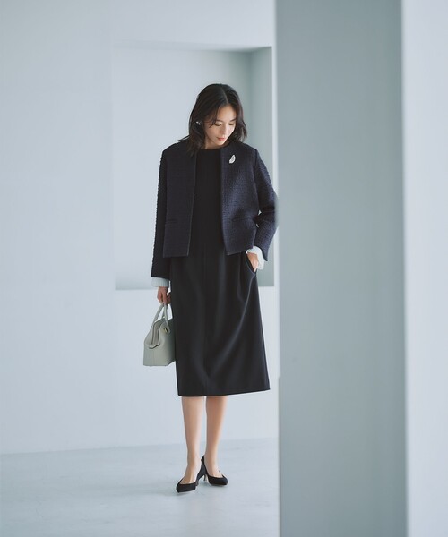 Demi-Luxe BEAMS(デミルクス ビームス)の「【セレモニー・フォーマル】プリーツカフス ワンピース*(ワンピース・レディース・ネイビー/ブラック・36/38)」の3枚目の写真