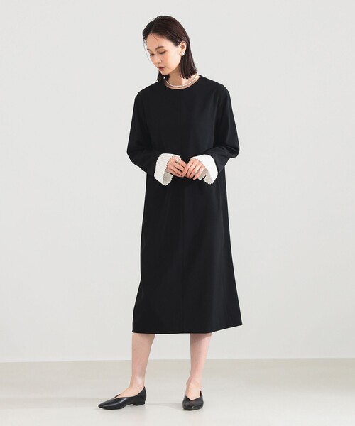 Demi-Luxe BEAMS(デミルクス ビームス)の「【セレモニー・フォーマル】プリーツカフス ワンピース*(ワンピース・レディース・ネイビー/ブラック・36/38)」の4枚目の写真