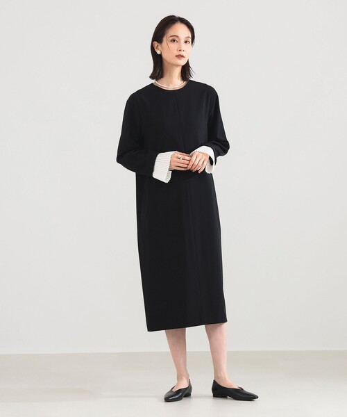 Demi-Luxe BEAMS(デミルクス ビームス)の「【セレモニー・フォーマル】プリーツカフス ワンピース*(ワンピース・レディース・ネイビー/ブラック・36/38)」の6枚目の写真