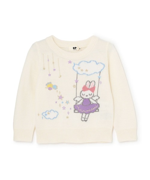 KP（ケーピー）の「mimiちゃんブランコ セーター 【ウォッシャブル】（ニット/セーター・キッズ・ピンク/オフホワイト・100cm/110cm/120cm/130cm/140cm/90cm）」の5枚目の写真