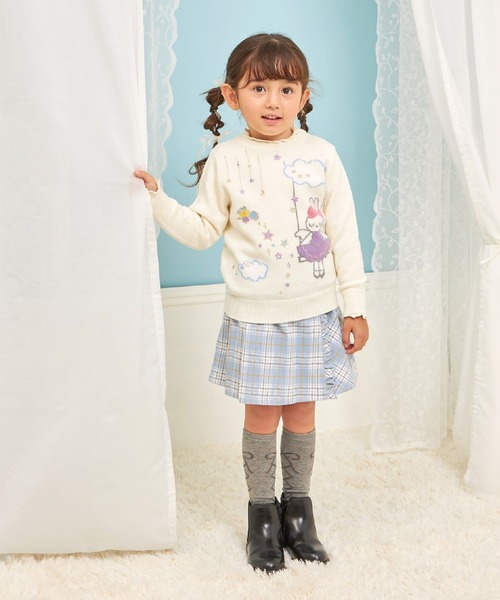 KP（ケーピー）の「mimiちゃんブランコ セーター 【ウォッシャブル】（ニット/セーター・キッズ・ピンク/オフホワイト・100cm/110cm/120cm/130cm/140cm/90cm）」の3枚目の写真