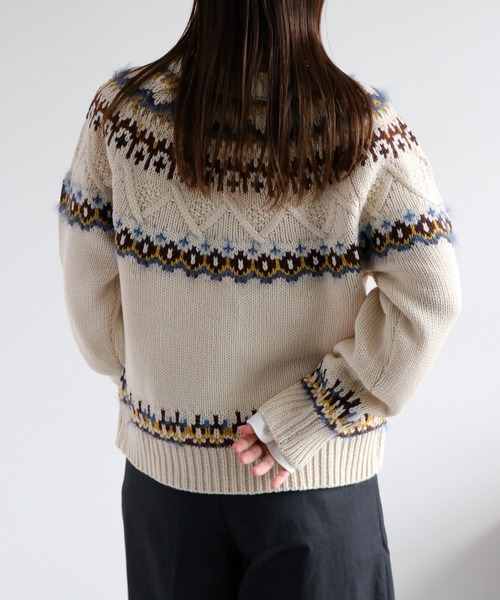 cepo（セポ）の「キュウシン柄ジップカーディガンJKT（カーディガン/ボレロ・レディース・ホワイト系/ネイビー系・M）」の14枚目の写真