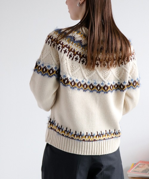 cepo（セポ）の「キュウシン柄ジップカーディガンJKT（カーディガン/ボレロ・レディース・ホワイト系/ネイビー系・M）」の15枚目の写真