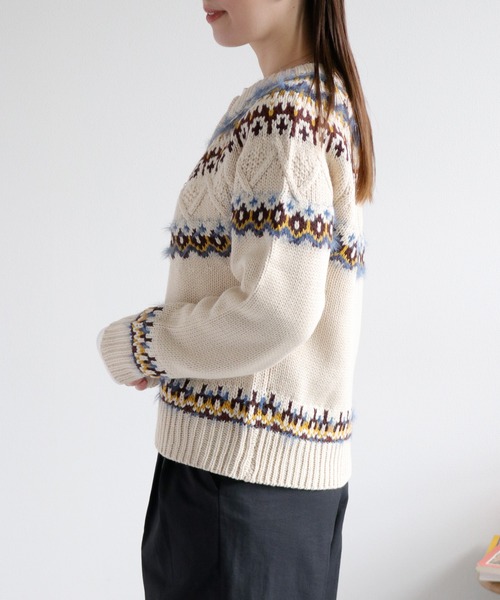 cepo（セポ）の「キュウシン柄ジップカーディガンJKT（カーディガン/ボレロ・レディース・ホワイト系/ネイビー系・M）」の16枚目の写真