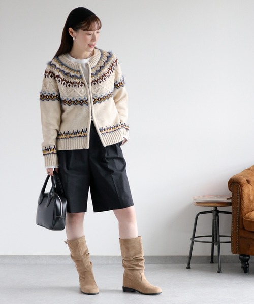 cepo（セポ）の「キュウシン柄ジップカーディガンJKT（カーディガン/ボレロ・レディース・ホワイト系/ネイビー系・M）」の7枚目の写真