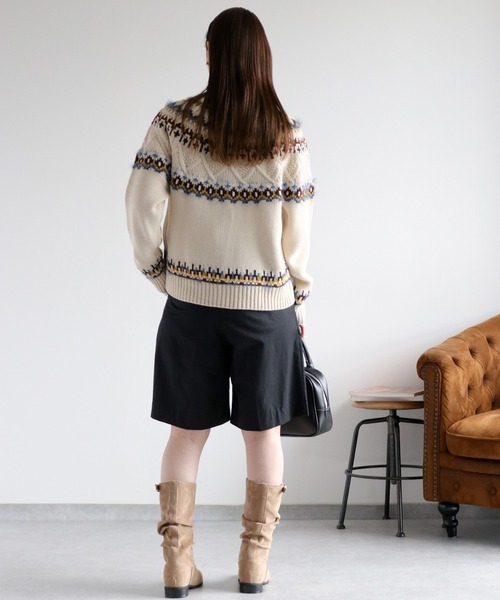 cepo（セポ）の「キュウシン柄ジップカーディガンJKT（カーディガン/ボレロ・レディース・ホワイト系/ネイビー系・M）」の9枚目の写真