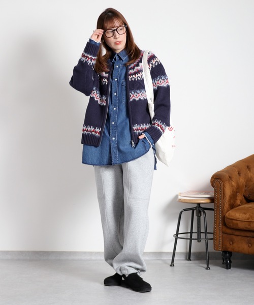 cepo（セポ）の「キュウシン柄ジップカーディガンJKT（カーディガン/ボレロ・レディース・ホワイト系/ネイビー系・M）」の19枚目の写真