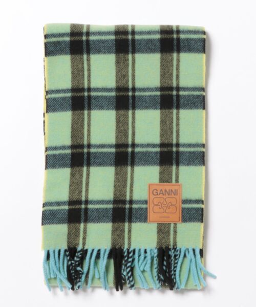 ADAM ET ROPE'（アダムエロペ）の「【GANNI(ガニー)】Double Face Wool check Scarf（マフラー・レディース・チャコールグレー/イエロー・FREE）」の2枚目の写真