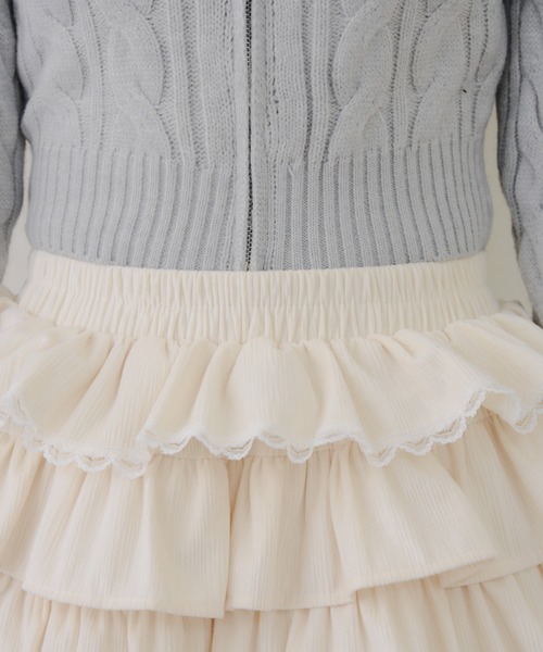 continuer de NICE CLAUP（コンティニューデナイスクラップ）の「レースフリルミニスカート（スカート・レディース・アイボリー/ブラック/オフホワイト・FREE）」の15枚目の写真
