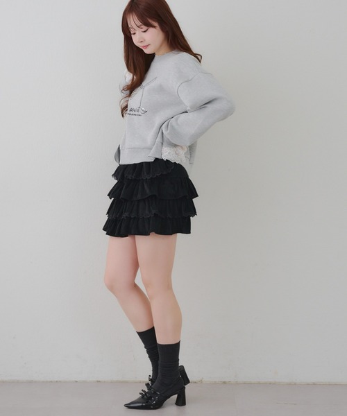 continuer de NICE CLAUP（コンティニューデナイスクラップ）の「レースフリルミニスカート（スカート・レディース・アイボリー/ブラック/オフホワイト・FREE）」の8枚目の写真