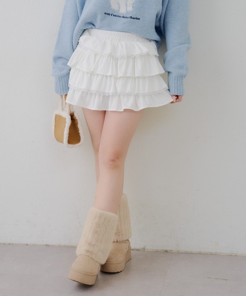 continuer de NICE CLAUP（コンティニューデナイスクラップ）の「レースフリルミニスカート（スカート・レディース・アイボリー/ブラック/オフホワイト・FREE）」の22枚目の写真