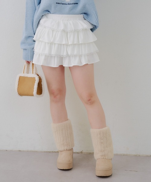 continuer de NICE CLAUP（コンティニューデナイスクラップ）の「レースフリルミニスカート（スカート・レディース・アイボリー/ブラック/オフホワイト・FREE）」の19枚目の写真