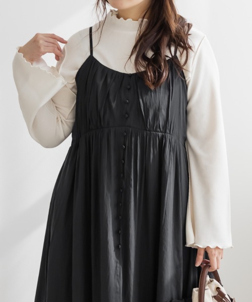CLETTE(クレット)の「CLETTEオリジナルななめフリルキャミワンピース(ワンピース・レディース・グレー/ブラック/キャメル・LL/3L/4L)」の7枚目の写真