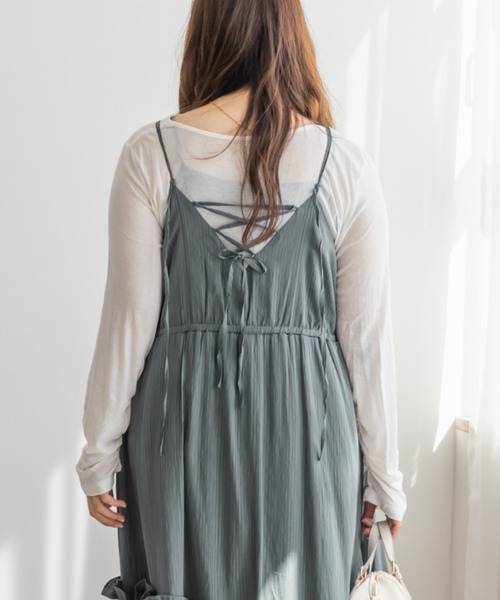 CLETTE(クレット)の「CLETTEオリジナルななめフリルキャミワンピース(ワンピース・レディース・グレー/ブラック/キャメル・LL/3L/4L)」の12枚目の写真