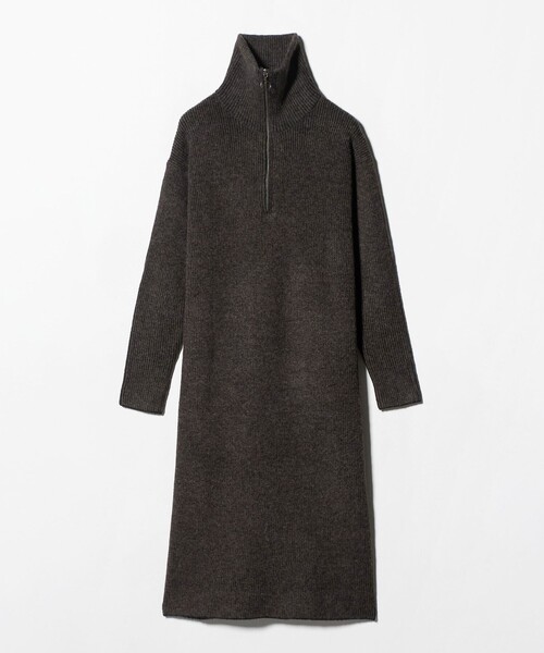 A DAY IN THE LIFE UNITED ARROWS(アデイインザライフユナイテッドアローズ)の「ハーフジップ ニットワンピース ‐ウォッシャブル‐<A DAY IN THE LIFE>(ワンピース・レディース・ナチュラル/ダークブラウン・FREE)」の2枚目の写真