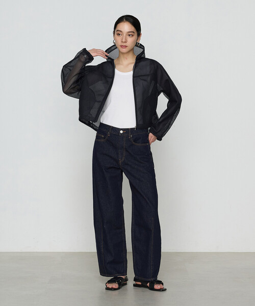 Gabardine K.T(ギャバジンケーティー)の「〔 +サイズ 〕 ラッセルメッシュダンボール シアーブルゾン(ブルゾン・レディース・ブルー/ネイビー・13号)」の3枚目の写真