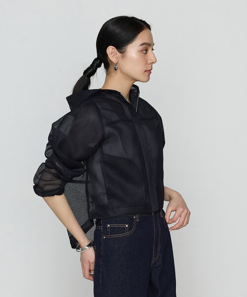 Gabardine K.T(ギャバジンケーティー)の「〔 +サイズ 〕 ラッセルメッシュダンボール シアーブルゾン(ブルゾン・レディース・ブルー/ネイビー・13号)」の10枚目の写真