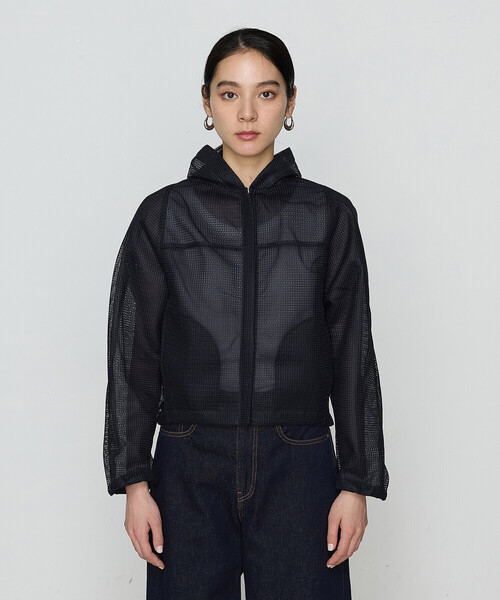 Gabardine K.T(ギャバジンケーティー)の「〔 +サイズ 〕 ラッセルメッシュダンボール シアーブルゾン(ブルゾン・レディース・ブルー/ネイビー・13号)」の15枚目の写真