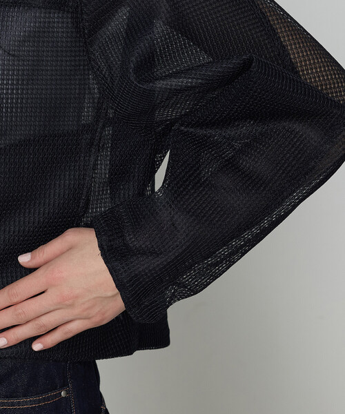 Gabardine K.T(ギャバジンケーティー)の「〔 +サイズ 〕 ラッセルメッシュダンボール シアーブルゾン(ブルゾン・レディース・ブルー/ネイビー・13号)」の19枚目の写真