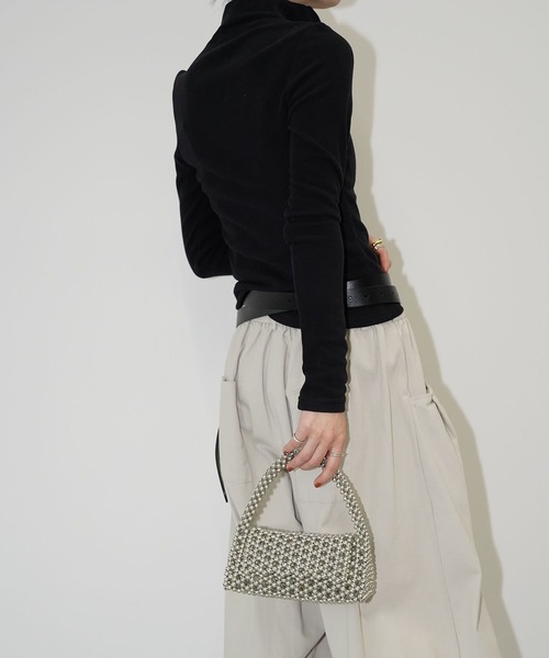 chuclla（チュクラ）の「スタンドヘンリーネックトップス chw25a143（Tシャツ/カットソー・レディース・ホワイト/ブラック・FREE）」の4枚目の写真