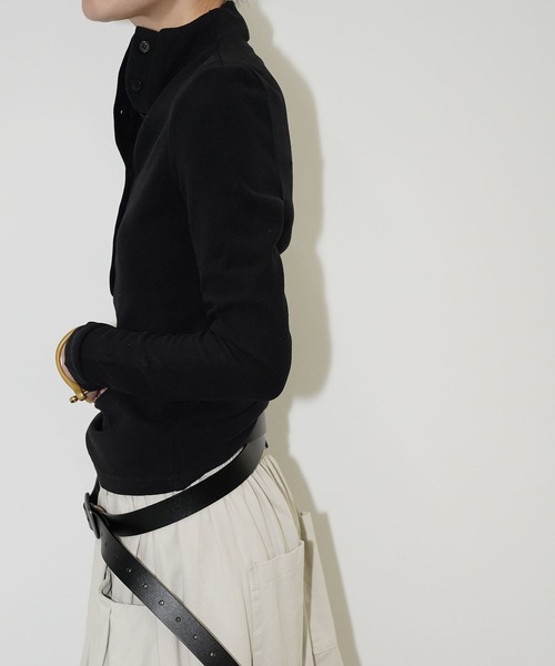 chuclla（チュクラ）の「スタンドヘンリーネックトップス chw25a143（Tシャツ/カットソー・レディース・ホワイト/ブラック・FREE）」の7枚目の写真