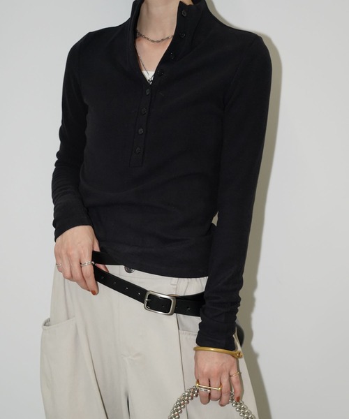 chuclla（チュクラ）の「スタンドヘンリーネックトップス chw25a143（Tシャツ/カットソー・レディース・ホワイト/ブラック・FREE）」の9枚目の写真