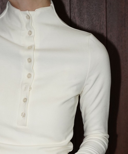 chuclla（チュクラ）の「スタンドヘンリーネックトップス chw25a143（Tシャツ/カットソー・レディース・ホワイト/ブラック・FREE）」の15枚目の写真