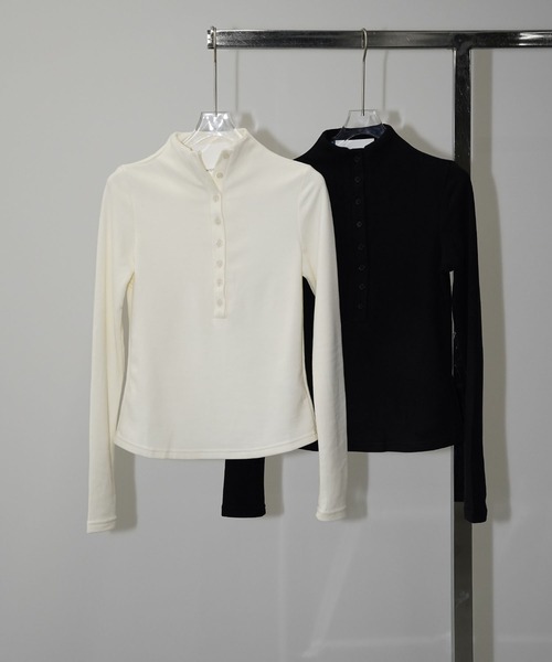 chuclla（チュクラ）の「スタンドヘンリーネックトップス chw25a143（Tシャツ/カットソー・レディース・ホワイト/ブラック・FREE）」の17枚目の写真