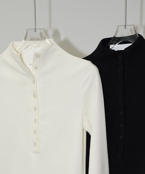 chuclla（チュクラ）の「スタンドヘンリーネックトップス chw25a143（Tシャツ/カットソー・レディース・ホワイト/ブラック・FREE）」の19枚目の写真
