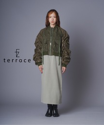 terrace（テラス）の「フェイクレザー切替ボンバーフライトMA-1ブルゾン（ミリタリージャケット）」