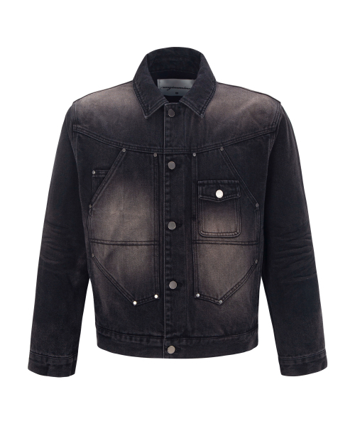 WASHED DENIM WORK JACKET (DEEP BROWN)