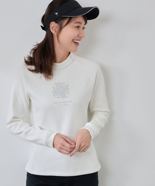 JUN&ROPE'（ジュンアンドロペ）の「ボンバーヒート長袖モックプルオーバー/保温//Oggi掲載（Tシャツ/カットソー・レディース・ホワイト/ブラック・L/S/M）」の2枚目の写真