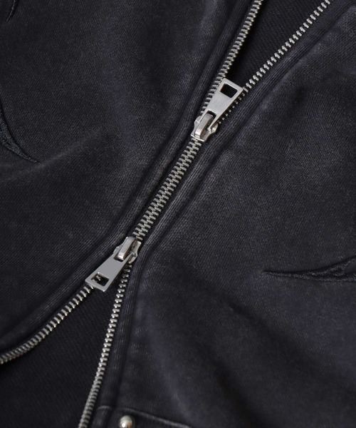 SITRY（シトリー）の「Trival Logo Embroidery Zip Hoodie/トライバルロゴ オーバーサイズ ショート丈 ダブルジップ フルジップパーカー フーディー パーカー スウェット レディース メンズ（パーカー・メンズ・チャコール/ブラウン/ピンク・L/M）」の10枚目の写真