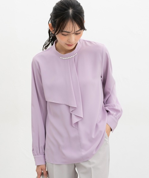 Honeys（ハニーズ）の「アシメフリルブラウス（シャツ/ブラウス・レディース・ホワイト/ライトグレー/ネイビー/ライトパープル・3L/L/LL/M/S）」の15枚目の写真