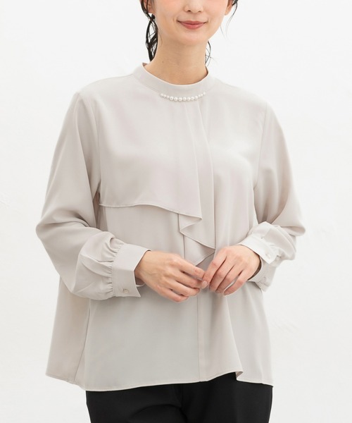 Honeys（ハニーズ）の「アシメフリルブラウス（シャツ/ブラウス・レディース・ホワイト/ライトグレー/ネイビー/ライトパープル・3L/L/LL/M/S）」の17枚目の写真