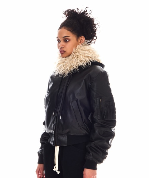 BEEDEN(ビーデン)の「OVER HOODED FAUX LEATHER MA-1(MA-1・レディース・ブラック・FREE)」の3枚目の写真