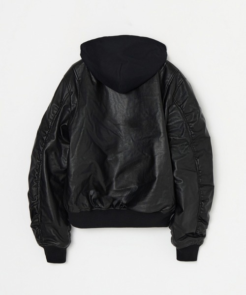 BEEDEN(ビーデン)の「OVER HOODED FAUX LEATHER MA-1(MA-1・レディース・ブラック・FREE)」の10枚目の写真