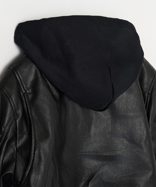 BEEDEN(ビーデン)の「OVER HOODED FAUX LEATHER MA-1(MA-1・レディース・ブラック・FREE)」の13枚目の写真