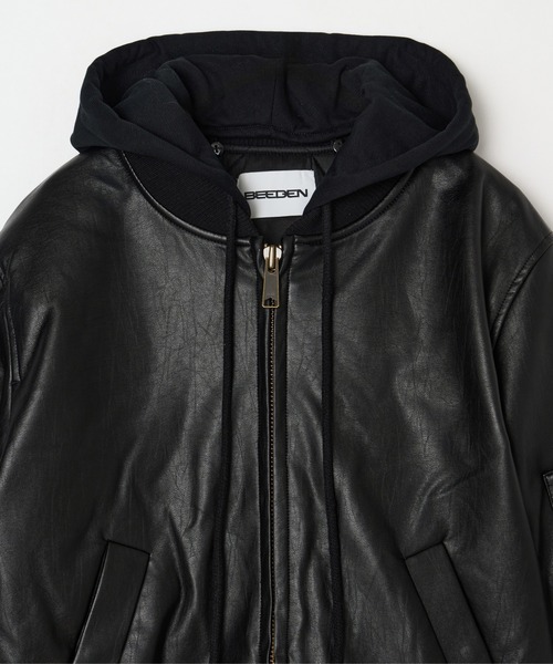 BEEDEN(ビーデン)の「OVER HOODED FAUX LEATHER MA-1(MA-1・レディース・ブラック・FREE)」の12枚目の写真