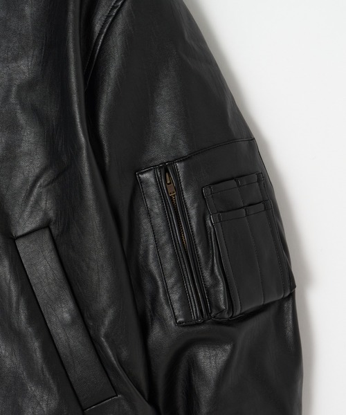 BEEDEN(ビーデン)の「OVER HOODED FAUX LEATHER MA-1(MA-1・レディース・ブラック・FREE)」の15枚目の写真